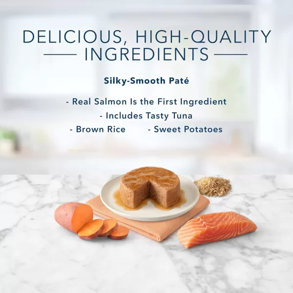 imageBlue Buffalo Tastefuls Natural Pate Wet Cat Food Variety Pack Chicken Turkey amp Chicken and Ocean Fish amp Tuna 55oz Cans 24 Count  8 of EachSalmon 1 Count Pack of 24