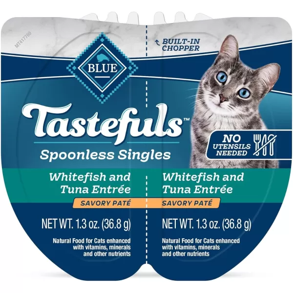 imageBlue Buffalo Tastefuls Natural Pate Wet Cat Food Variety Pack Chicken Turkey amp Chicken and Ocean Fish amp Tuna 55oz Cans 24 Count  8 of EachWhitefish amp Tuna 26 Ounce Pack of 24
