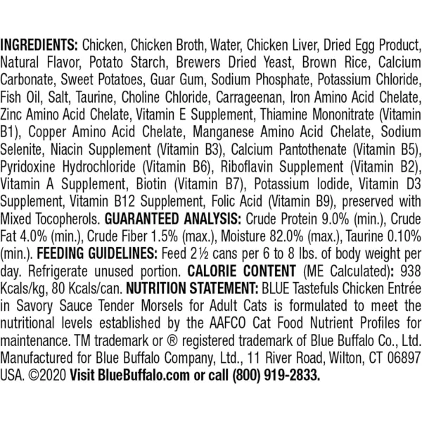 imageBlue Buffalo Tastefuls Natural Tender Morsels Wet Cat Food Chicken Entre 55oz cans Pack of 24Chicken 3 Ounce Pack of 24