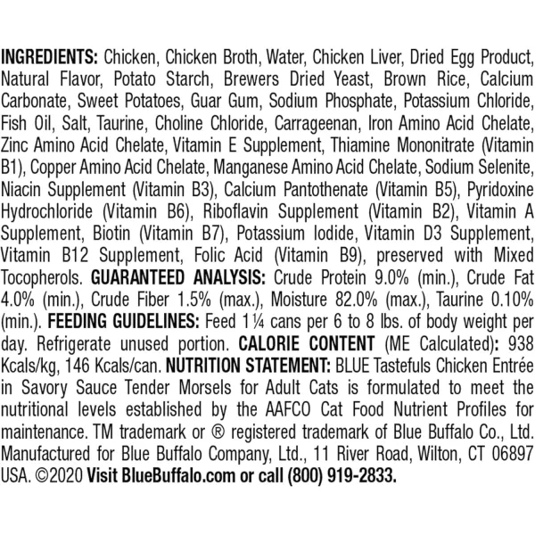 imageBlue Buffalo Tastefuls Natural Tender Morsels Wet Cat Food Chicken Entre 55oz cans Pack of 24Chicken 55 Ounce Pack of 24
