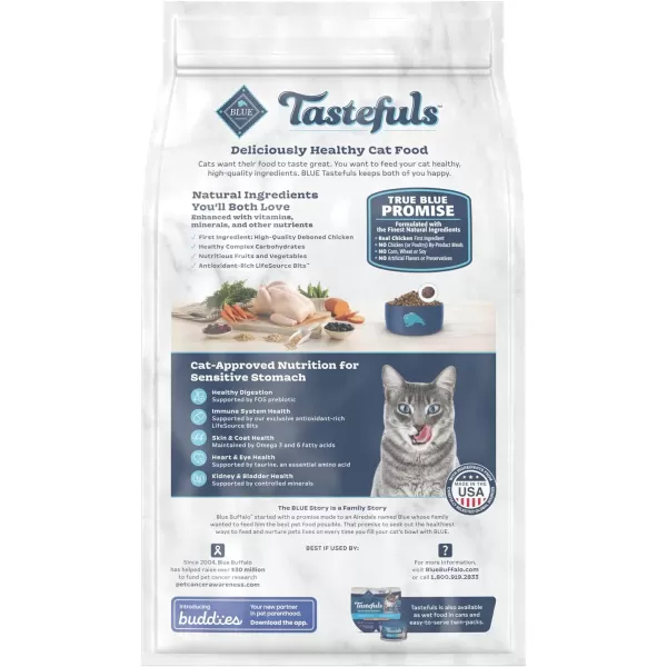 imageBlue Buffalo Tastefuls Sensitive Stomach Natural Adult Dry Cat Food Chicken 15lb bagChicken amp Brown Rice 7 Pound Pack of 1