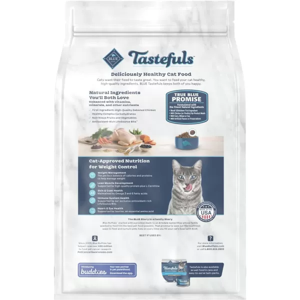 imageBlue Buffalo Tastefuls Weight Control Natural Adult Dry Cat Food Chicken 15lb bag3 Pound Pack of 1