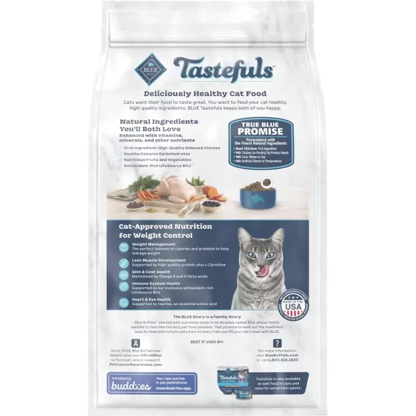 imageBlue Buffalo Tastefuls Weight Control Natural Adult Dry Cat Food Chicken 15lb bag7 Pound Pack of 1