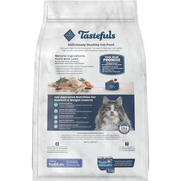imageBlue Buffalo Tastefuls Weight amp Hairball Control Natural Adult Dry Cat Food Chicken 7lb bagChicken amp Brown Rice Hairball amp Weight Control 3 Pound Pack of 1
