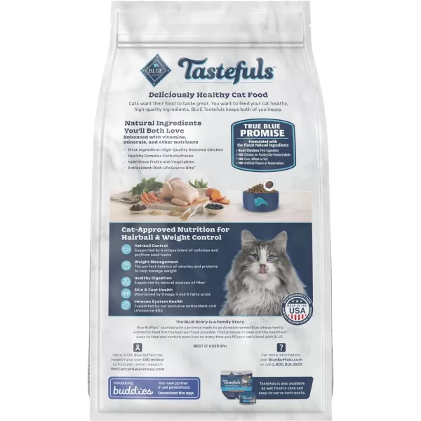 imageBlue Buffalo Tastefuls Weight amp Hairball Control Natural Adult Dry Cat Food Chicken 7lb bagChicken amp Brown Rice Hairball amp Weight Control 7 Pound Pack of 1