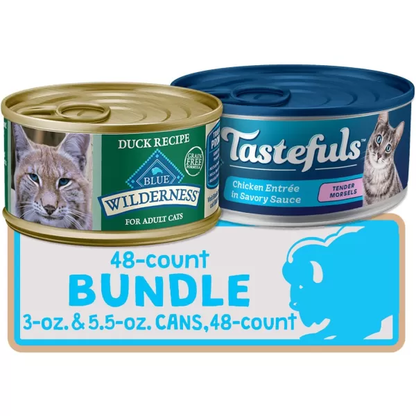 imageBlue Buffalo Tastefuls and Wildneress Cat Wet Food Variety Bundle Chicken and Duck Pack of 48Blue Buffalo Tastefuls and Wildneress Cat Wet Food Variety Bundle Chicken and Duck Pack of 48