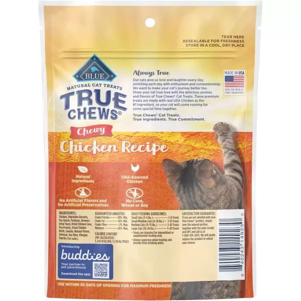 imageBlue Buffalo True Chews Natural Chewy Cat Treats Duck 3 oz bagChicken