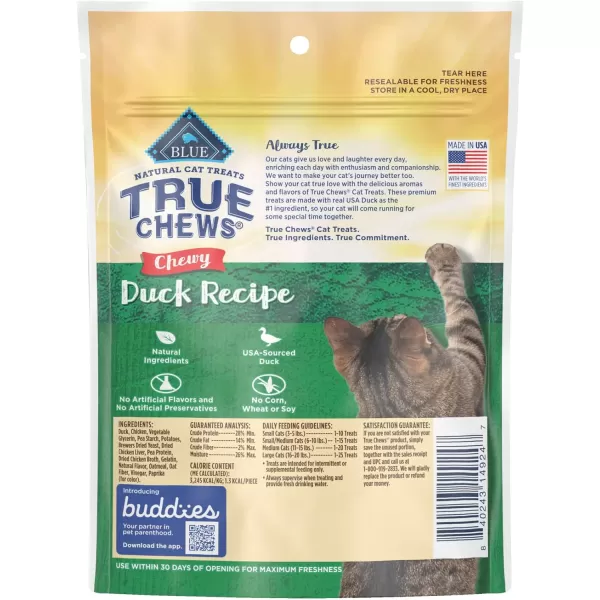 imageBlue Buffalo True Chews Natural Chewy Cat Treats Duck 3 oz bagDuck