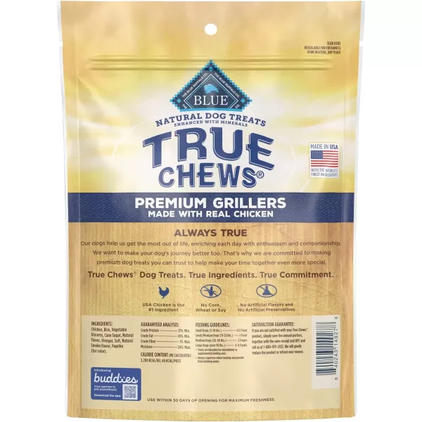 imageBlue Buffalo True Chews Premium Grillers Natural Dog Treats Steak 20 oz BagChicken 12 Ounce Pack of 1