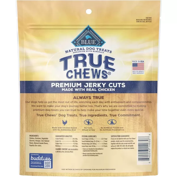 imageBlue Buffalo True Chews Premium Jerky Cuts Natural Dog Treats Duck 22 oz bagChicken 12 Ounce Pack of 1