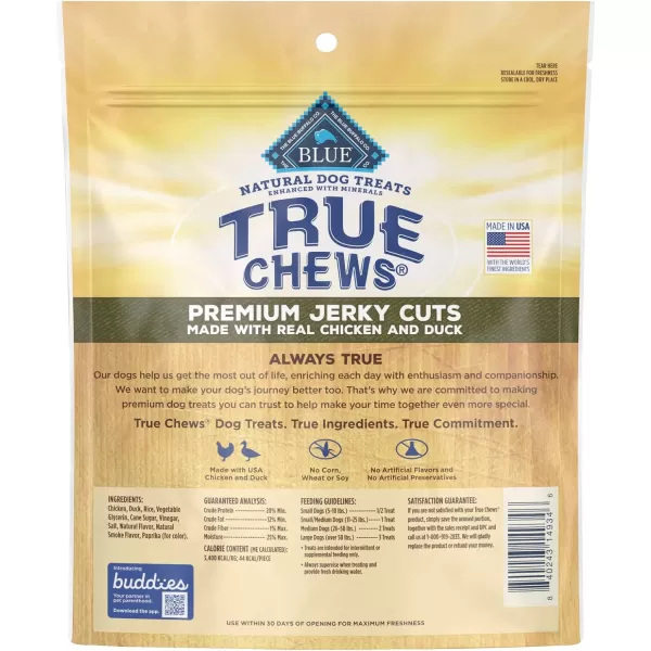 imageBlue Buffalo True Chews Premium Jerky Cuts Natural Dog Treats Duck 22 oz bagDuck 12 Ounce Pack of 1