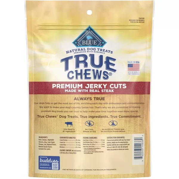imageBlue Buffalo True Chews Premium Jerky Cuts Natural Dog Treats Duck 22 oz bagSteak 10 Ounce Pack of 1