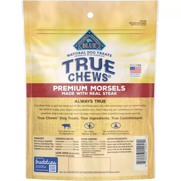 imageBlue Buffalo True Chews Premium Morsels Natural Dog Treats Chicken 11 oz bagSteak 10 Ounce Pack of 1