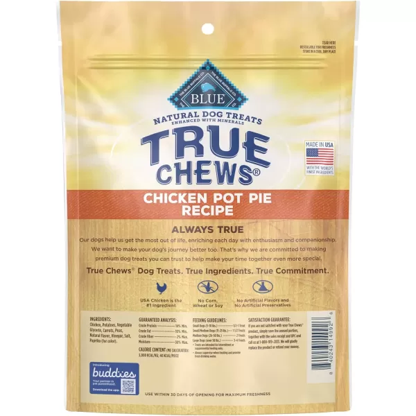 imageBlue Buffalo True Chews Premium Natural Dog Treats Pork and Chicken Sausage 14 oz bagChicken Pot Pie 12 Ounce Pack of 1