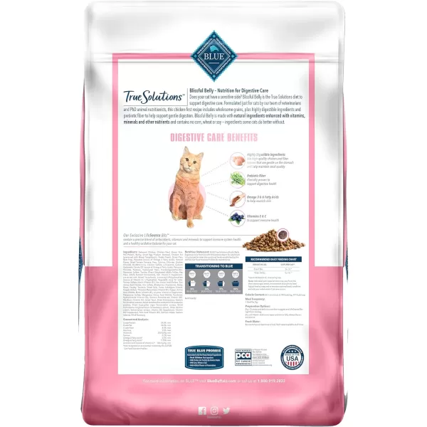 imageBlue Buffalo True Solutions Blissful Belly Natural Digestive Care Adult Dry Cat Food Chicken 11lbDry Cat Food Chicken 11 Pound Pack of 1