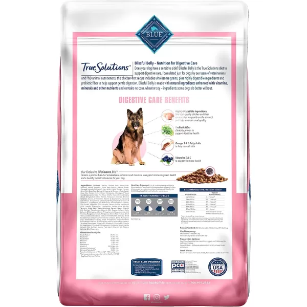 imageBlue Buffalo True Solutions Blissful Belly Natural Digestive Care Adult Dry Dog Food Chicken 24lbChicken Dry Dog Food 11 Pound Pack of 1