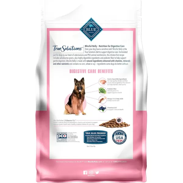 imageBlue Buffalo True Solutions Blissful Belly Natural Digestive Care Adult Dry Dog Food Chicken 24lbChicken Dry Dog Food 4 Pound Pack of 1