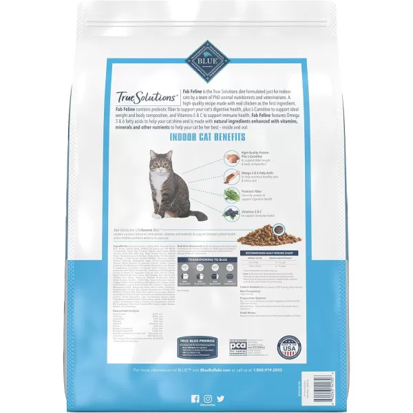 imageBlue Buffalo True Solutions Fab Feline Natural Indoor Adult Dry Cat Food Chicken 11lbBlue Buffalo True Solutions Fab Feline Natural Indoor Adult Dry Cat Food Chicken 11lb