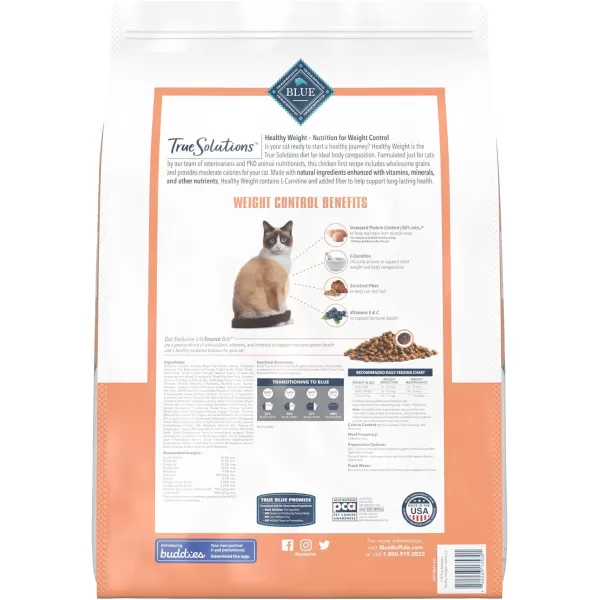 imageBlue Buffalo True Solutions Healthy Weight Natural Weight Control Adult Dry Cat Food Chicken 35lbDry Cat Food Chicken 11 Pound Pack of 1