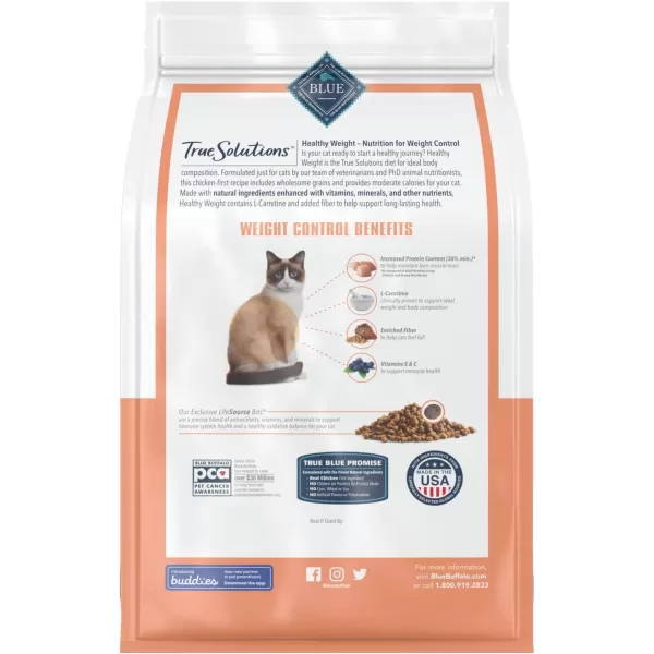 imageBlue Buffalo True Solutions Healthy Weight Natural Weight Control Adult Dry Cat Food Chicken 35lbDry Cat Food Chicken 35 Pound Pack of 1
