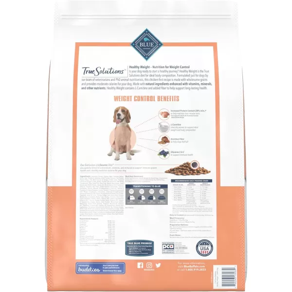 imageBlue Buffalo True Solutions Healthy Weight Natural Weight Control Adult Dry Dog Food Chicken 11lbBlue Buffalo True Solutions Healthy Weight Natural Weight Control Adult Dry Dog Food Chicken 11lb