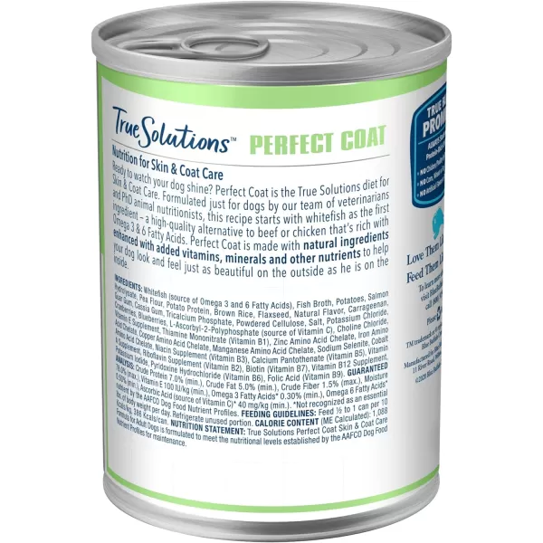 imageBlue Buffalo True Solutions Perfect Skin amp Coat Natural Adult Wet Dog Food Whitefish 125oz cans Pack of 12Wet Dog Food Whitefish 125 Ounce Pack of 12
