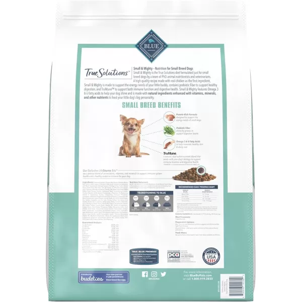 imageBlue Buffalo True Solutions Small amp Mighty Natural Small Breed Adult Dry Dog Food Chicken 11lbChicken Dry Dog Food 11 Pound Pack of 1