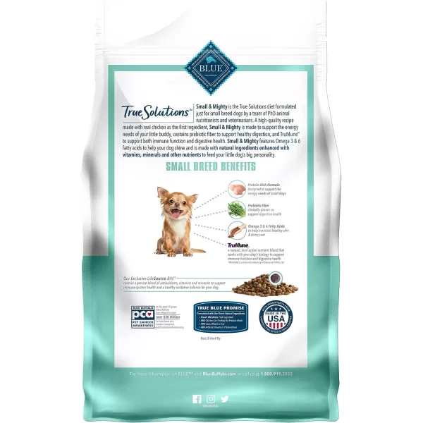 imageBlue Buffalo True Solutions Small amp Mighty Natural Small Breed Adult Dry Dog Food Chicken 4lbChicken Dry Dog Food 4 Pound Pack of 1