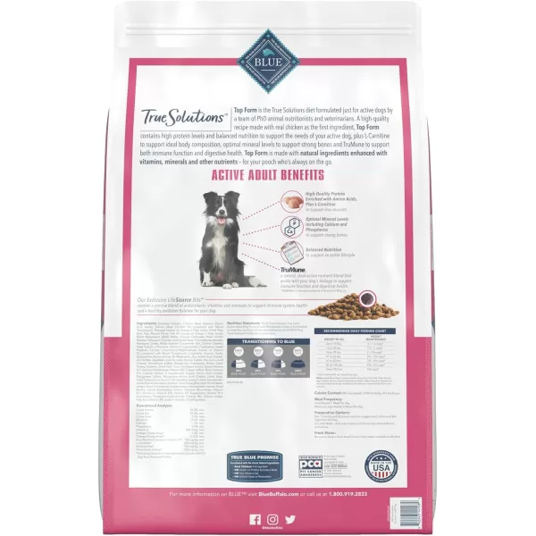 imageBlue Buffalo True Solutions Top Form Natural Active Breed Adult Dry Dog Food Chicken 4lbDry Dog Food 1 Count Pack of 1