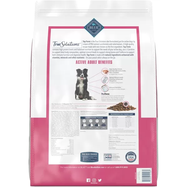 imageBlue Buffalo True Solutions Top Form Natural Active Breed Adult Dry Dog Food Chicken 4lbDry Dog Food 11 Pound Pack of 1