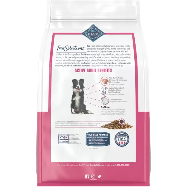 imageBlue Buffalo True Solutions Top Form Natural Active Breed Adult Dry Dog Food Chicken 4lbDry Dog Food 4 Pound Pack of 1