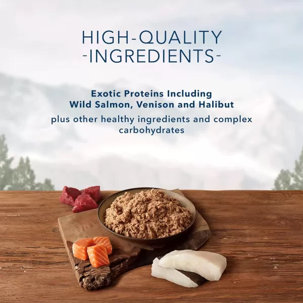 imageBlue Buffalo Wilderness Denali Dinner High Protein Natural Wet Dog Food Wild Salmon Venison amp Halibut 125oz cans Pack of 12Salmon Venison amp Halibut