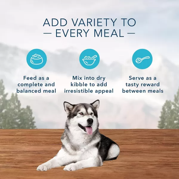 imageBlue Buffalo Wilderness Denali Dinner High Protein Natural Wet Dog Food Wild Salmon Venison amp Halibut 125oz cans Pack of 12Trout Venison amp Rabbit