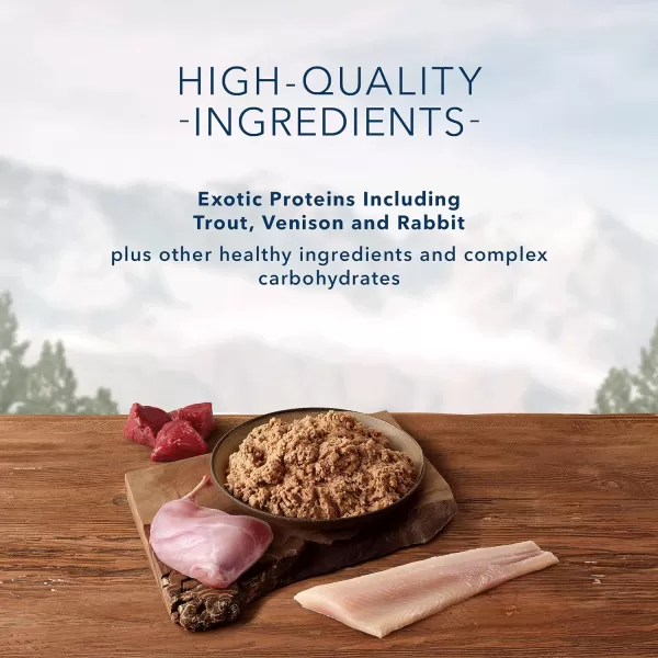imageBlue Buffalo Wilderness Denali Dinner High Protein Natural Wet Dog Food Wild Salmon Venison amp Halibut 125oz cans Pack of 12Trout Venison amp Rabbit