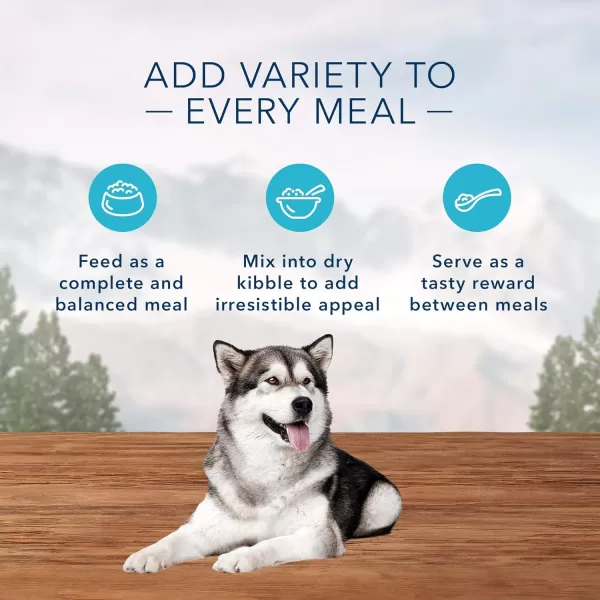 imageBlue Buffalo Wilderness Denali Dinner High Protein Natural Wet Dog Food Wild Salmon Venison amp Halibut 125oz cans Pack of 12Turkey Quail amp Duck