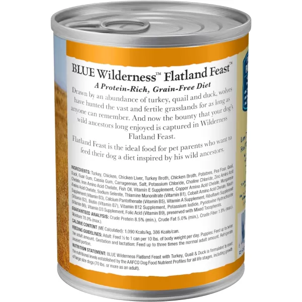 imageBlue Buffalo Wilderness Denali Dinner High Protein Natural Wet Dog Food Wild Salmon Venison amp Halibut 125oz cans Pack of 12Turkey Quail amp Duck