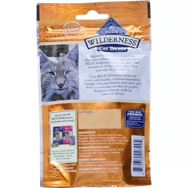 imageBlue Buffalo Wilderness Grain Free SoftMoist Cat Treats Chicken amp Salmon 2oz BagChicken amp Turkey 2 Ounce Pack of 1