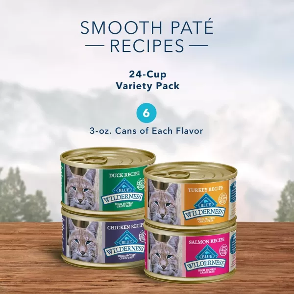 imageBlue Buffalo Wilderness High Protein Grain Free Natural Adult Pate Wet Cat Food Chicken 55oz cans Pack of 24Bundle Chicken Salmon Duck amp Turkey Variety Pack 3 oz Pack of 24