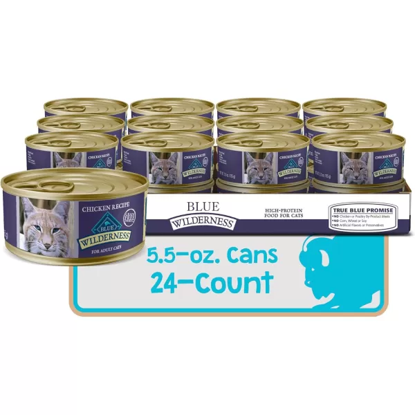 imageBlue Buffalo Wilderness High Protein Grain Free Natural Adult Pate Wet Cat Food Chicken 55oz cans Pack of 24Chicken 55 Ounce Pack of 24