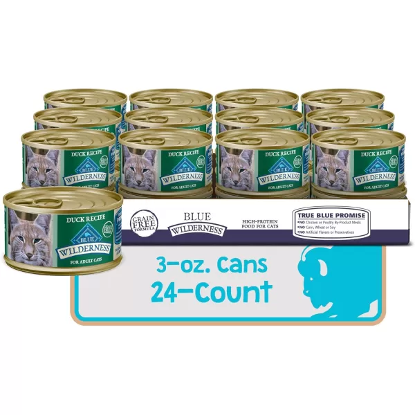 imageBlue Buffalo Wilderness High Protein Grain Free Natural Adult Pate Wet Cat Food Chicken 55oz cans Pack of 24Duck 3 Ounce Pack of 24