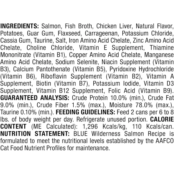 imageBlue Buffalo Wilderness High Protein Grain Free Natural Adult Pate Wet Cat Food Chicken 55oz cans Pack of 24Salmon 3 Ounce Pack of 24