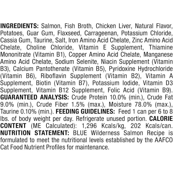 imageBlue Buffalo Wilderness High Protein Grain Free Natural Adult Pate Wet Cat Food Chicken 55oz cans Pack of 24Salmon 55 Ounce Pack of 24