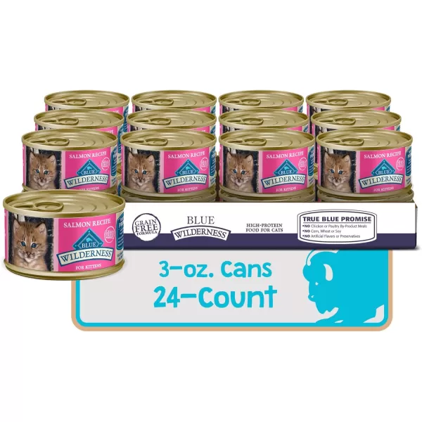 imageBlue Buffalo Wilderness High Protein Grain Free Natural Kitten Pate Wet Cat Food Chicken 3oz cans Pack of 24Salmon 3 Ounce Pack of 24