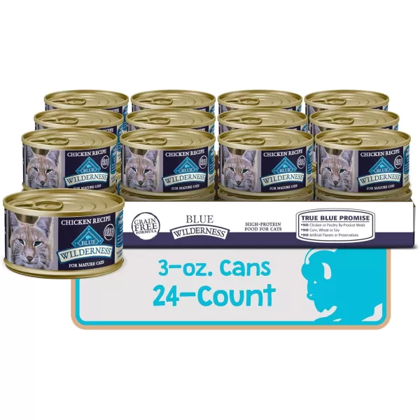 imageBlue Buffalo Wilderness High Protein Grain Free Natural Mature Pate Wet Cat Food Chicken 55oz cans Pack of 243 Ounce Pack of 24