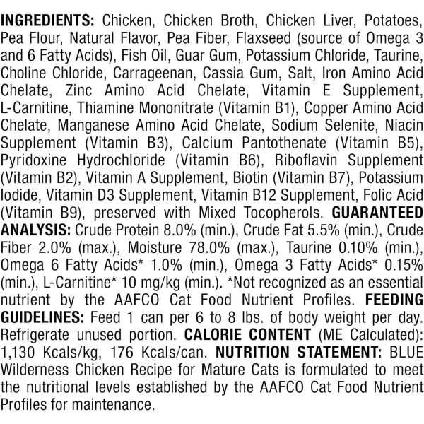 imageBlue Buffalo Wilderness High Protein Grain Free Natural Mature Pate Wet Cat Food Chicken 55oz cans Pack of 2455 Ounce Pack of 24