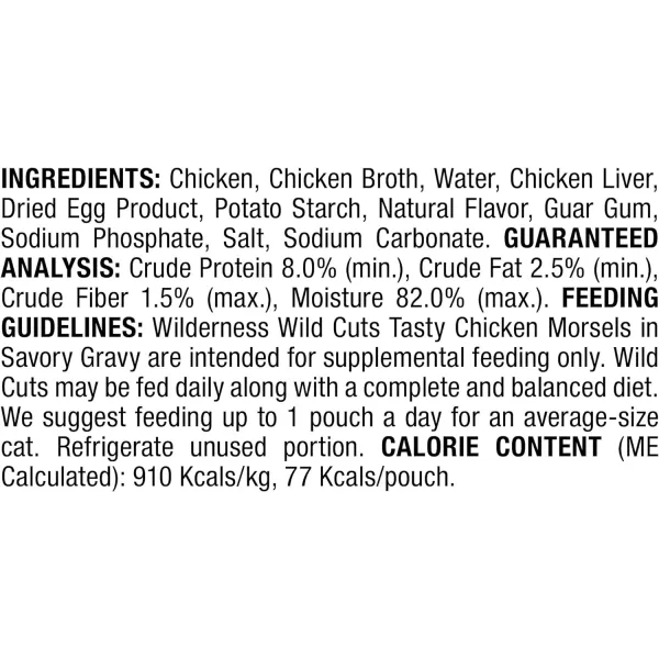 imageBlue Buffalo Wilderness High Protein Grain Free Natural Wild Cuts Adult Wet Cat Food Pouch Duck 3oz pouches Pack of 24Chicken