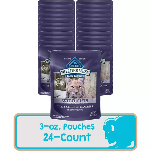 imageBlue Buffalo Wilderness High Protein Grain Free Natural Wild Cuts Adult Wet Cat Food Pouch Duck 3oz pouches Pack of 24Chicken