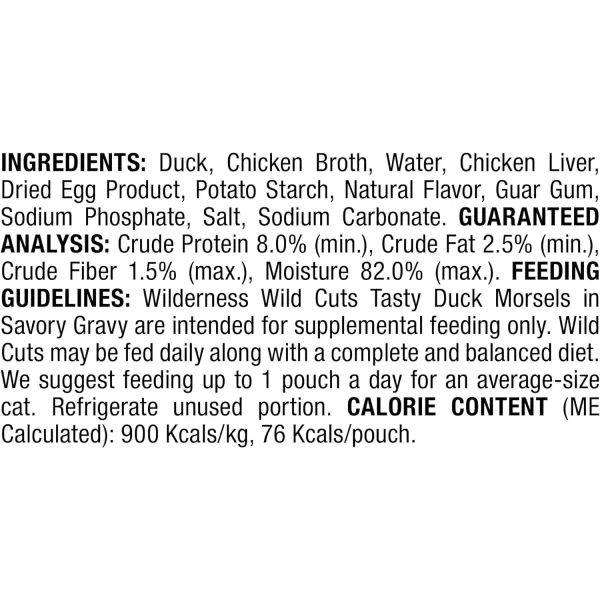 imageBlue Buffalo Wilderness High Protein Grain Free Natural Wild Cuts Adult Wet Cat Food Pouch Duck 3oz pouches Pack of 24Duck