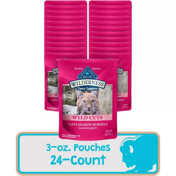 imageBlue Buffalo Wilderness High Protein Grain Free Natural Wild Cuts Adult Wet Cat Food Pouch Duck 3oz pouches Pack of 24Salmon