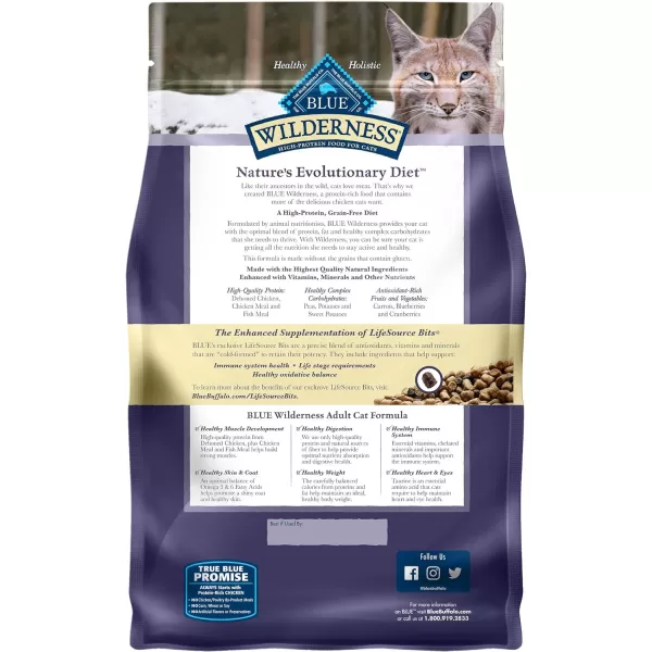 imageBlue Buffalo Wilderness High Protein Natural Adult Dry Cat Food Duck 5lbChicken 6 Pound Pack of 1